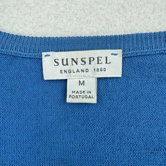 Sunspel Mens Medium Blue Crew Neck Pullover Sweater, Long Sleeve, Size Medium M - Picture 4 of 11